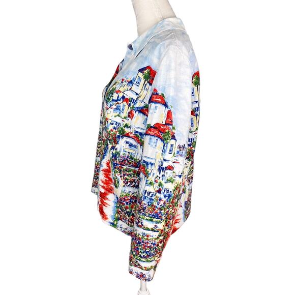 Coldwater Creek Jacket PL Large Petite Watercolor Blazer Linen Blend - Picture 6 of 9